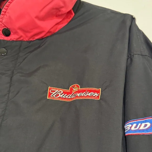 Budweiser Black Bomber Jacket with Red Accents - Picture 4 of 8
